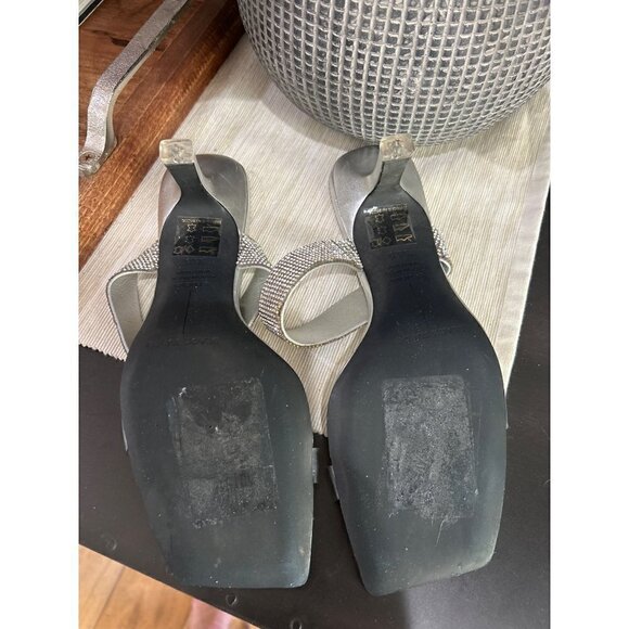 Black Suede Studio Cali SILVER Glitter Slide Sandal Womens Size 38.5 - Picture 14 of 14